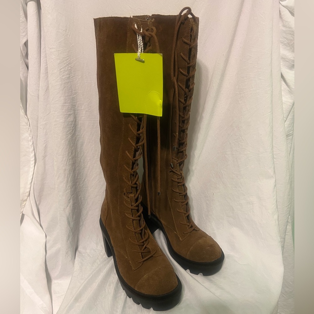 Gianni bini Brown Knee-High Lace-Up Boots